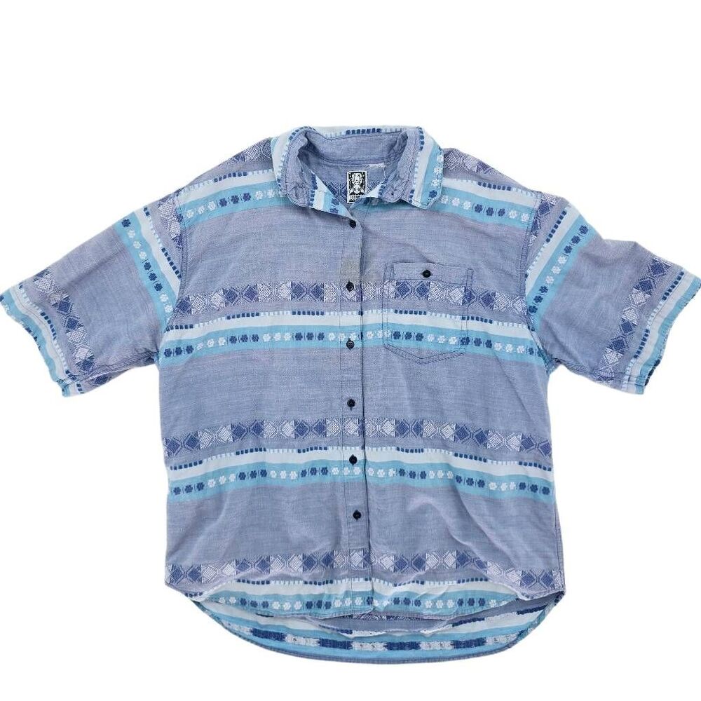 Vintage Men's 80's Futures Button Up Shirt Blue XXL